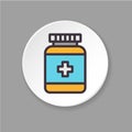 Flat icon jar of pills. Concept painkillers.
